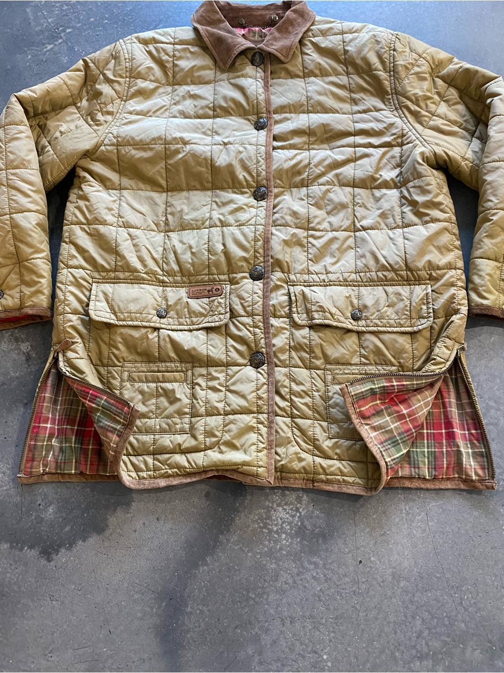 Vintage Lauren by Ralph Lauren Beige Coats, Jackets Leather Collar Sz 1X Womens - Picture 12 of 12